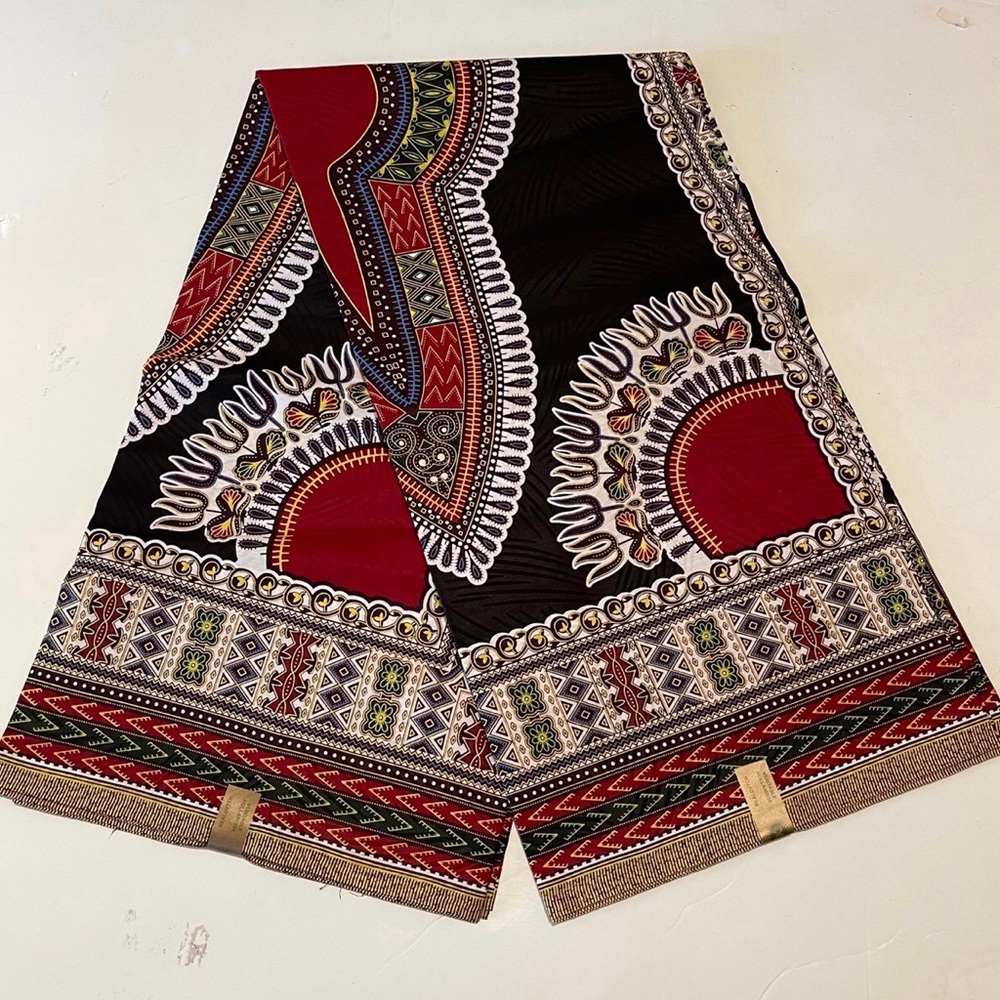 African Print Ankara Black Multicolor Dashiki Print Cotton Fabric